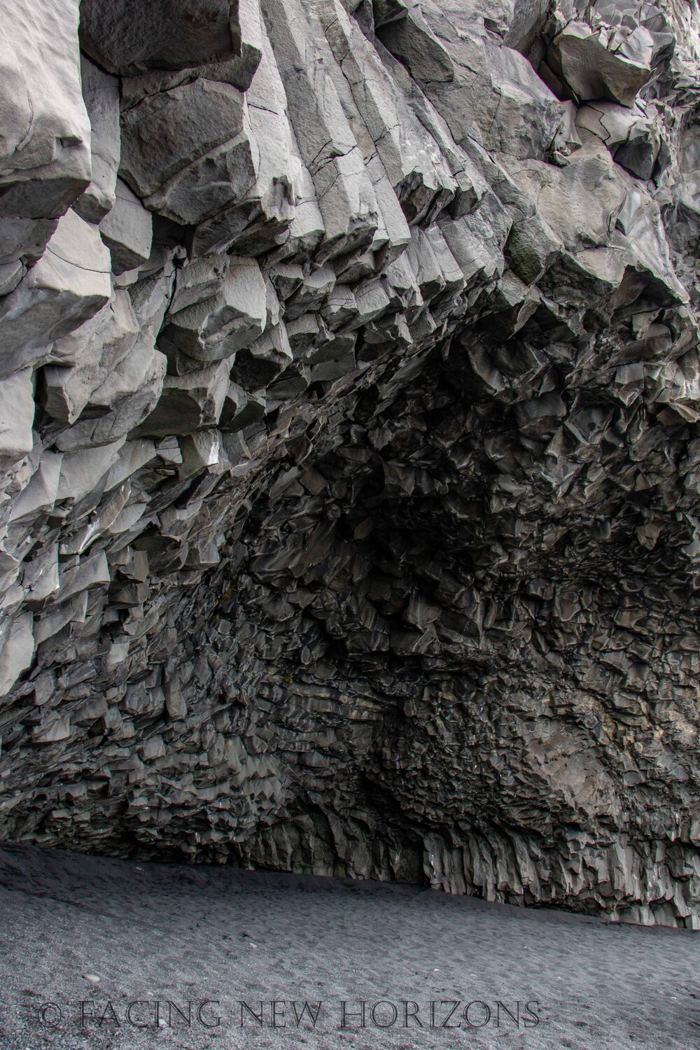  Stacks of basalt lifted from the ground in Hálsanefshellir cave at Reynisfjara  