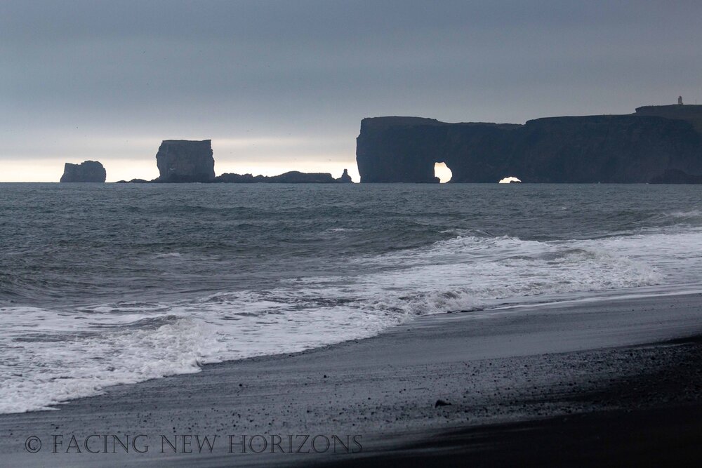  Looking out towards the Dyrhólaey cliffs as we walk back along the beach 