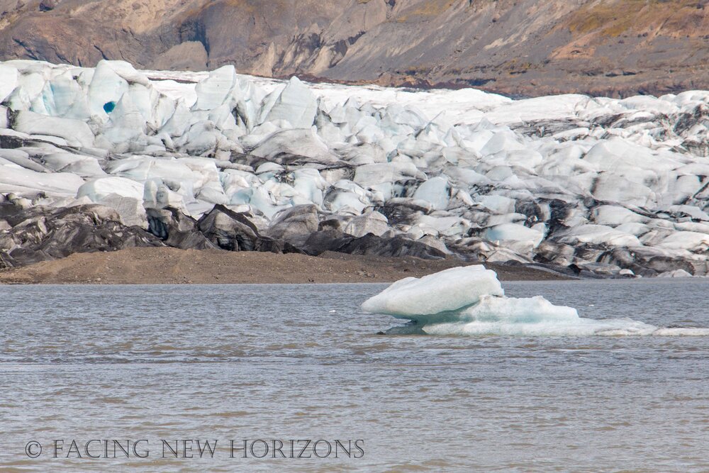  Glacial ice flowing down to the pools 