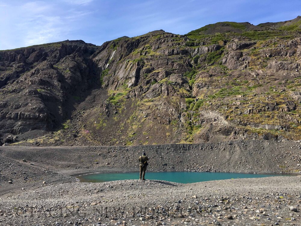  Standing by the glacial pools at Skaftafell. The pictures can lose size perspective without a reference point, so this should give an idea 