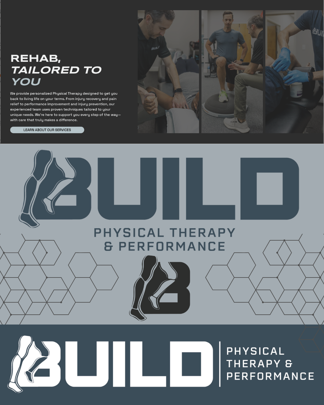 Brand identity design for Build Physical Therapy and Performance, a health and wellness business in Hoover, Alabama, by Bright & Gray Creative