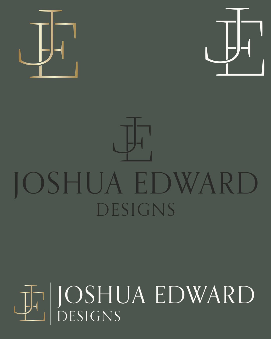 Brand identity design for Joshua Edward Designs, an interior design firm serving Guntersville and Huntsville, Alabama, by Bright & Gray Creative