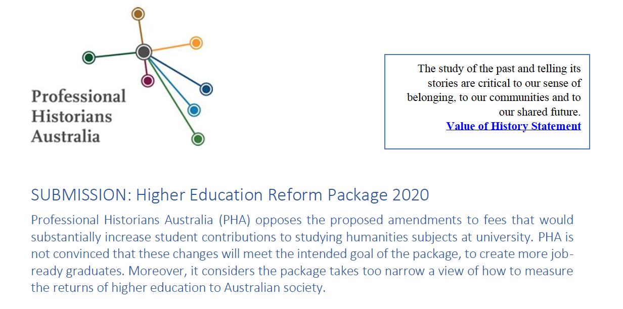 PHA Submission on the Higher Education Reform Package 2020