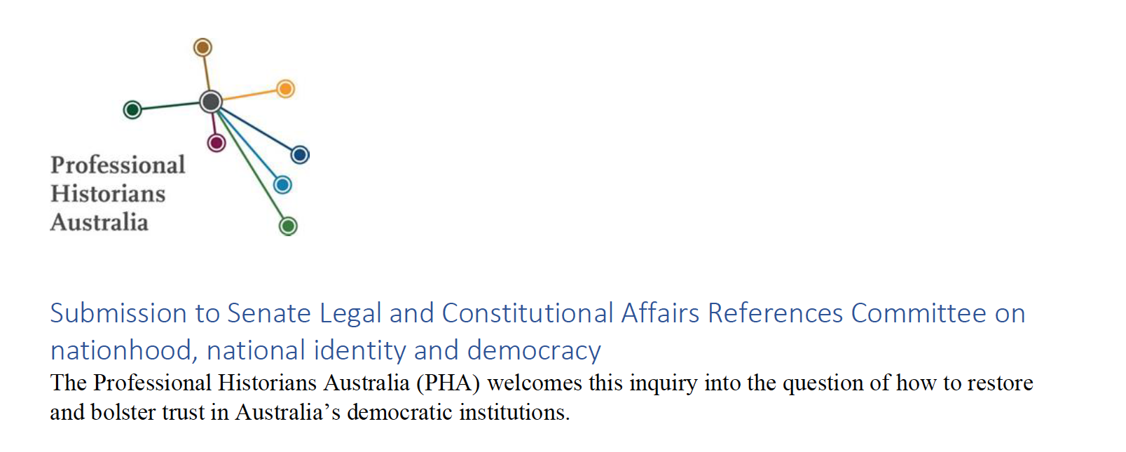 PHA Submission to Senate Legal and Constitutional Affairs References Committee on nationhood, national identity and democracy