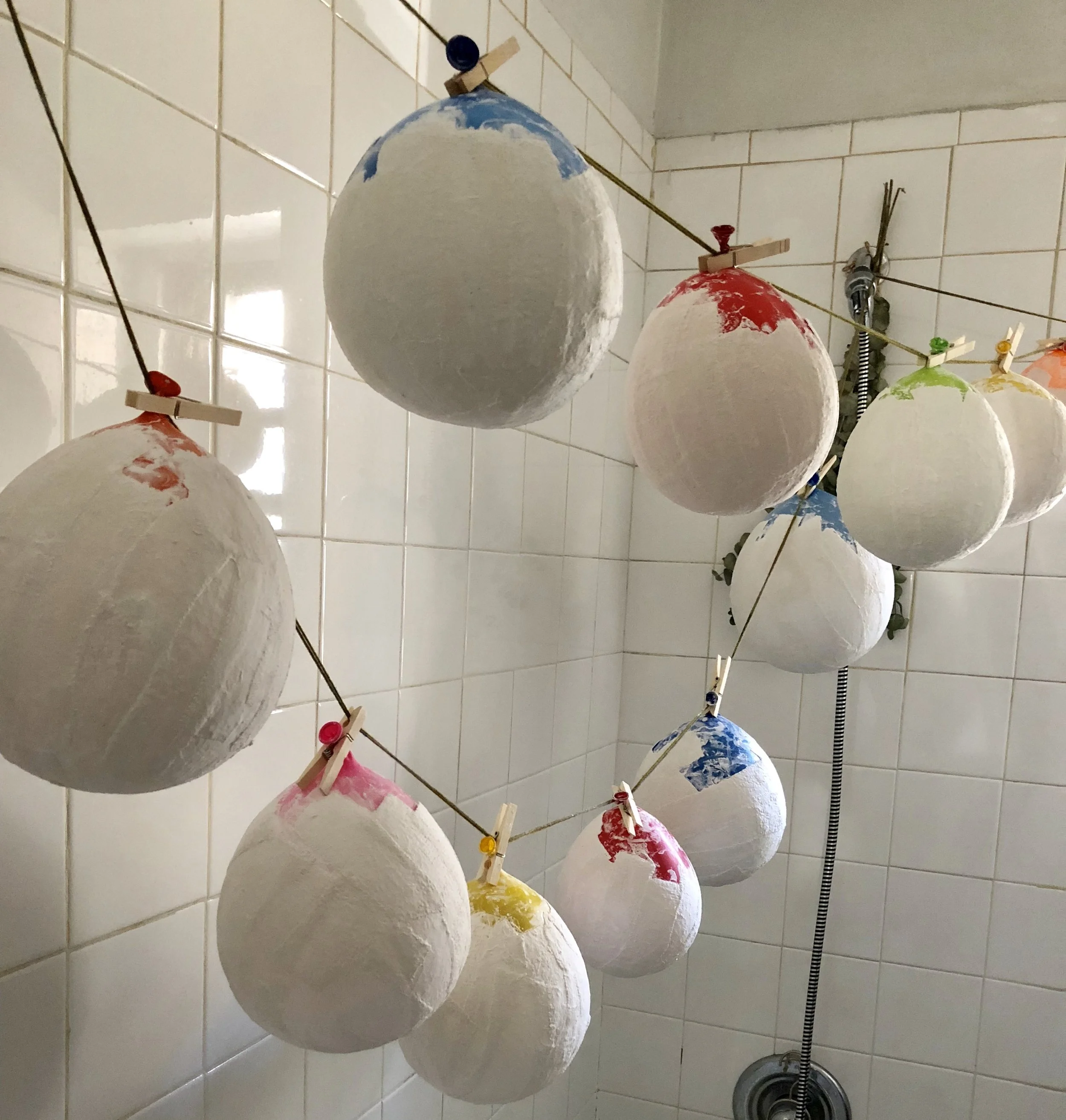 Our apartment looked like a factory! We had balloons rigged everywhere to dry.