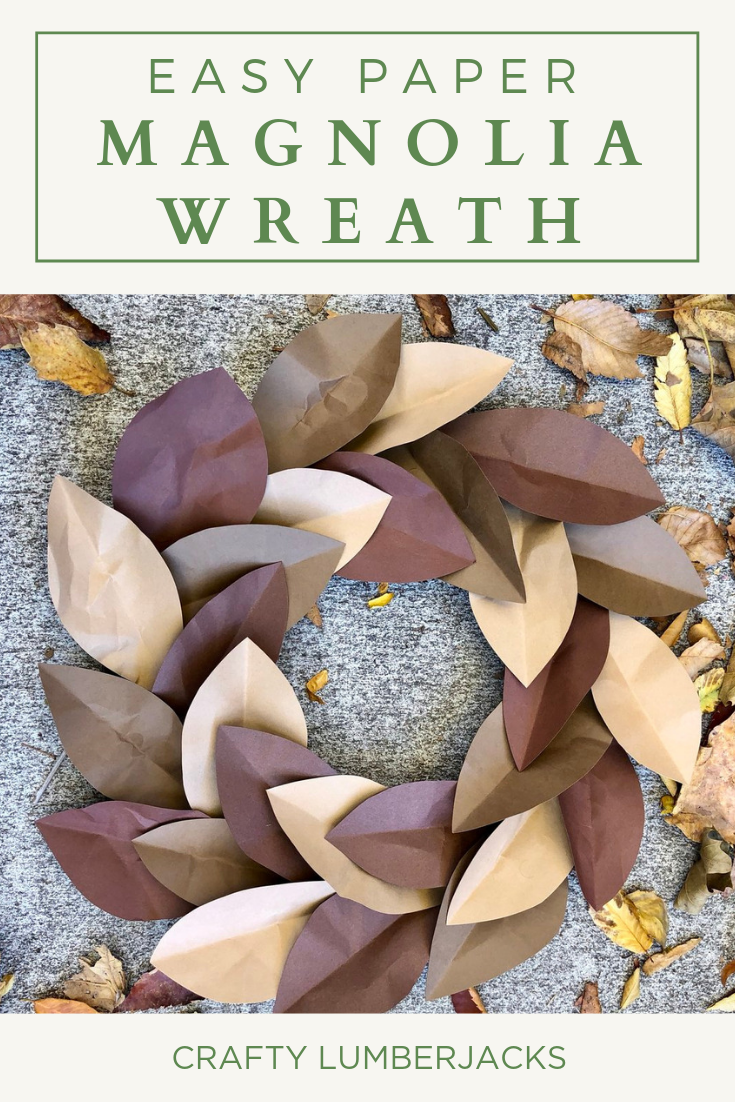 Easy DIY Paper Magnolia Wreath using cardstock and foam board #paper #papercrafts #papercraftdiys #rachaelray #fallwreath #fall #falldiy #autumn #autumndiy #magnoliawreath #paperwreath #falldecor #falldecorations #leaves #diyleaves #paperleaves #wreathring #wreath #autumnwreath #dollarstore #dollarstorecrafts #easycrafts