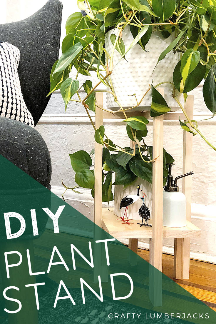 Easy DIY Mid-Century Plant Stand #wood #woodprojects #midcentury #plantstand #houseplants #plants #greenthumb #urbanliving #apartmentliving #easy #easydiy #scrapwood #krazyglue #crazyglue #fastdryingglue #woodglue #squaredowels #gotwood #homedecor #diyhomedecor #indooorgarden #plantdads #woodcraft #miterbox #saw #quickcraft #craftylumberjacks #midcenturymodern #midcenturyhomedecor