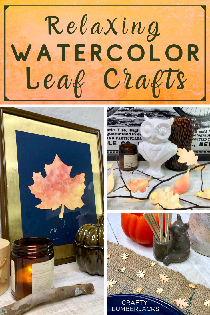 Simple and Relaxing Watercolor Leaf Crafts for Fall - Learn 4 Easy Autumn Paper Leaf Crafts. #autumn #autumncrafts #diy #thanksgivingtable #tablescape #stressfree #crafting #modpodge #modpodgeultra #selfcare #fallhomedecor #falldecorations #falldiy