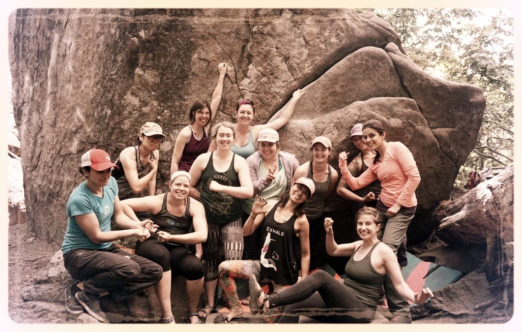 These ladies learned about climbing ethics, proper spotting techniques, pad placement, how to fall, how to "top out" and bouldering technique all in one day of bouldering at Leavenworth, WA! Thank you to Mercedes Pollmeier for offering her free time to teach this clinic and get more women excited about bouldering outside!