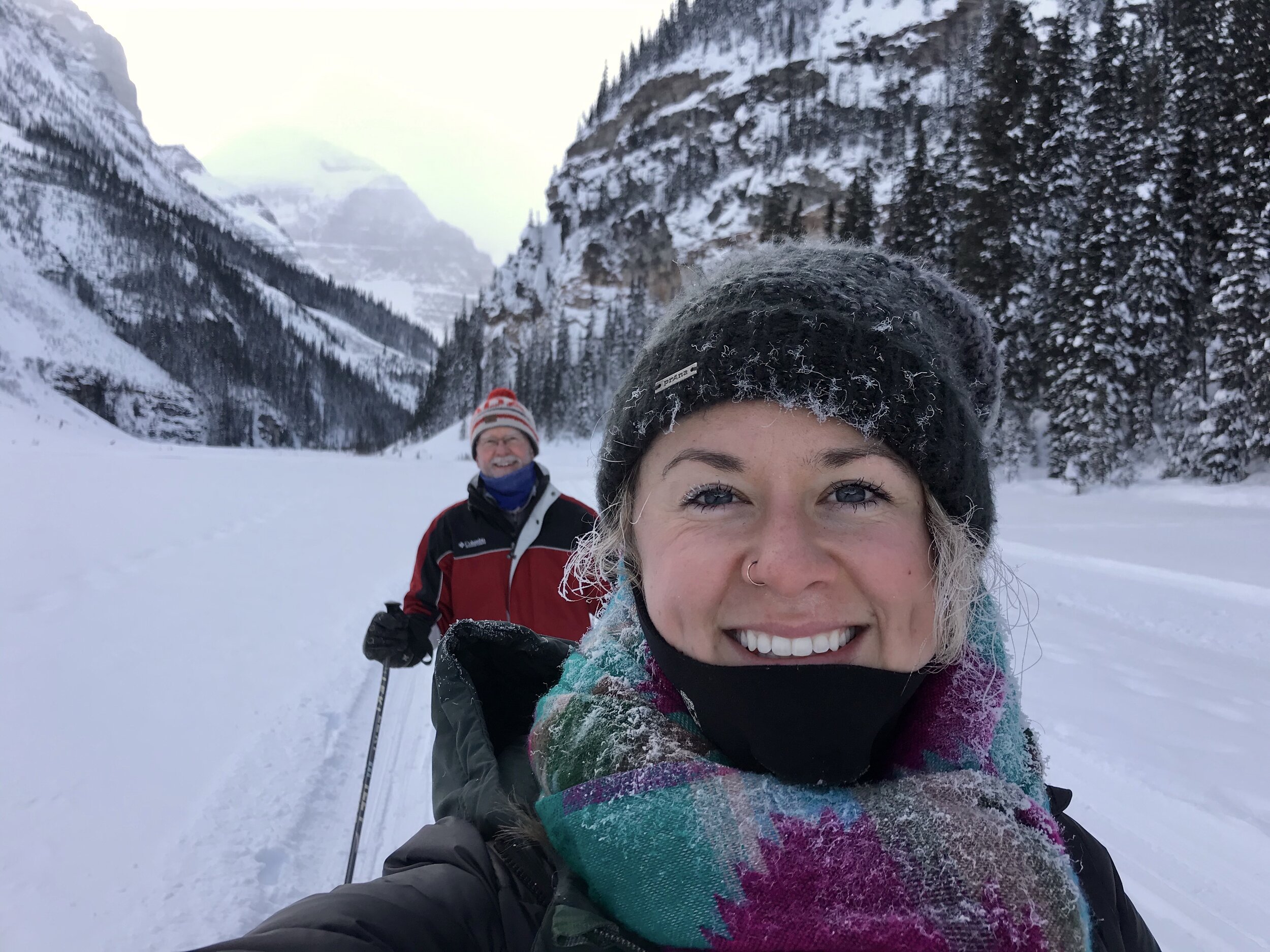 Cross Country Skiing on Lake Louise