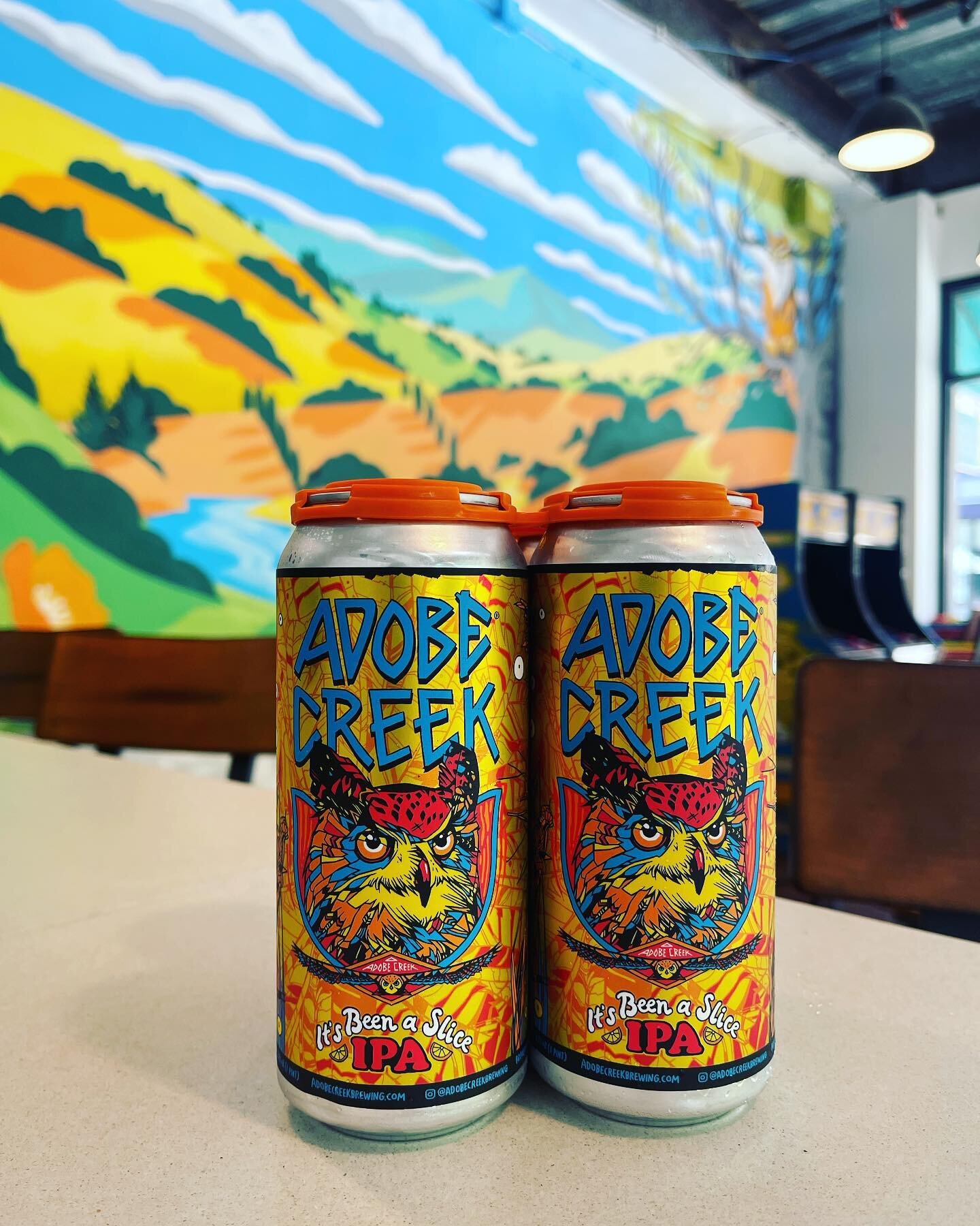 It&rsquo;s Been a Slice Hazy IPA is back in cans and on tap in Petaluma and Novato!
We also have @tortillarealpetaluma serving up their delicious Mexican cuisine from 4-8pm today at the Novato brewery.  Bonus the Warriors are playing!
🍻🦉🦌🦉🍻