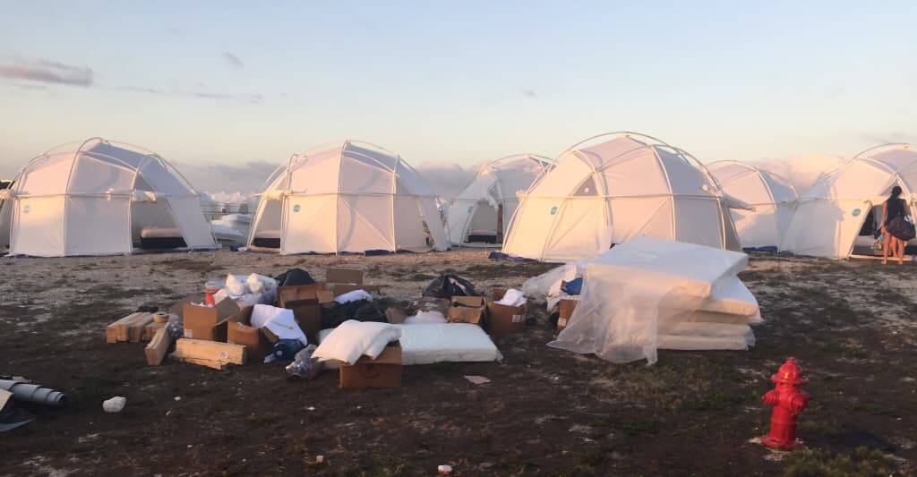  Leftover FEMA Disaster Recovery Tents at the Fyre Festival 