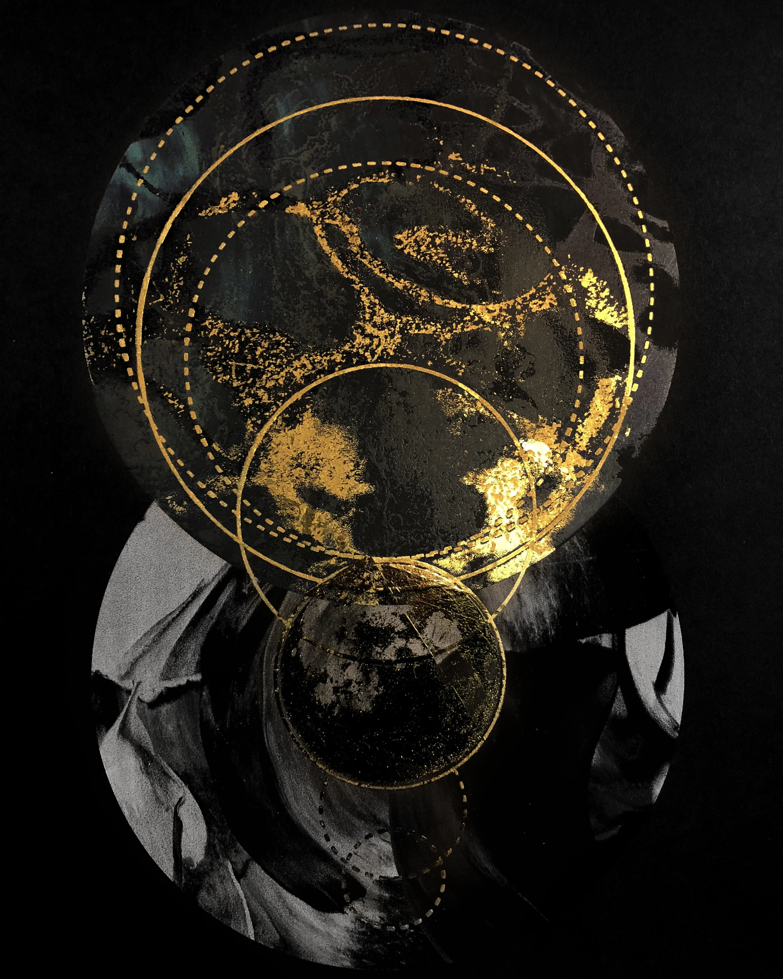 Orbits- Monotype Silkscreen One-Off Print