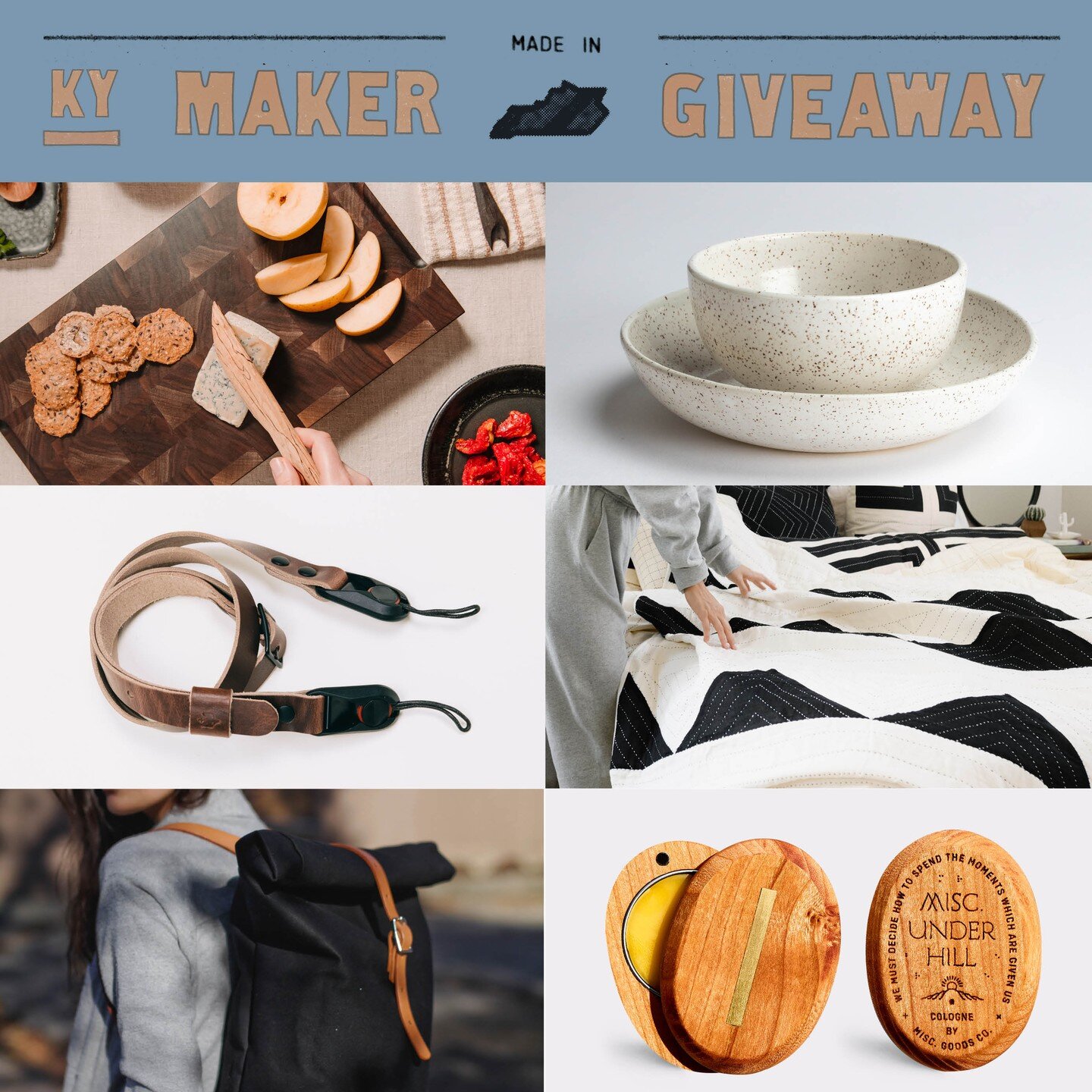 🚨KY MAKER GIVEAWAY (See Rules Below) 🚨

Kentucky is home to some of the most masterful creators and makers around. Together with five local brands, we&rsquo;re giving away over $950 worth of KY-made home and lifestyle goods to ONE lucky winner. Tag