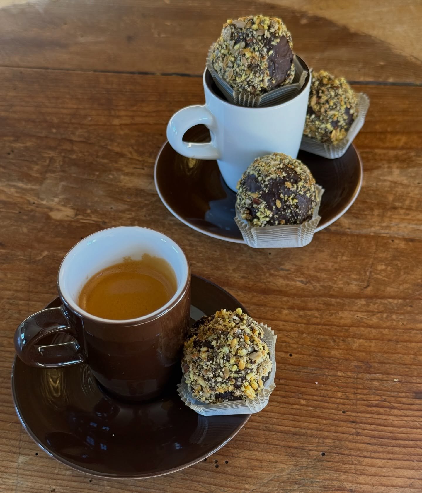The Buckwheat Banana Cake Truffles are back for a limited run! 

Naturally Gluten Free and hand formed and enrobed with Valrhona Dark Chocolate, garnished with the Flax Crisp. 

Anjou 
Fri-Sun 8-3