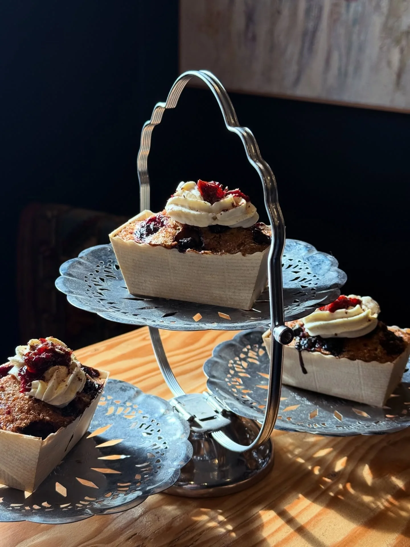 New at Anjou:

Wildflower Honey Cake with Blueberries and Beet, garnished with Swiss Buttercream, Citrus Sumac Sparkle and Dried Cherries