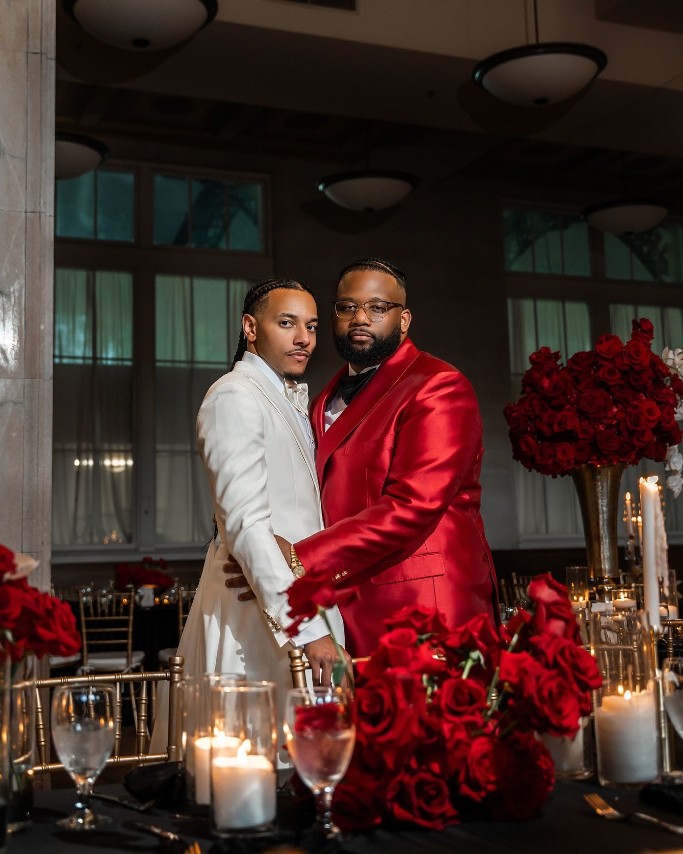 Pride month is coming to an end and I could not allow that to happen without sharing one of my fav couples!  @chad_speaks &amp; @so.jordieesq_ 
Happy Pride month to you all! 
Photography: @lajoyphotographyllc 
Planner: @russell.wendell