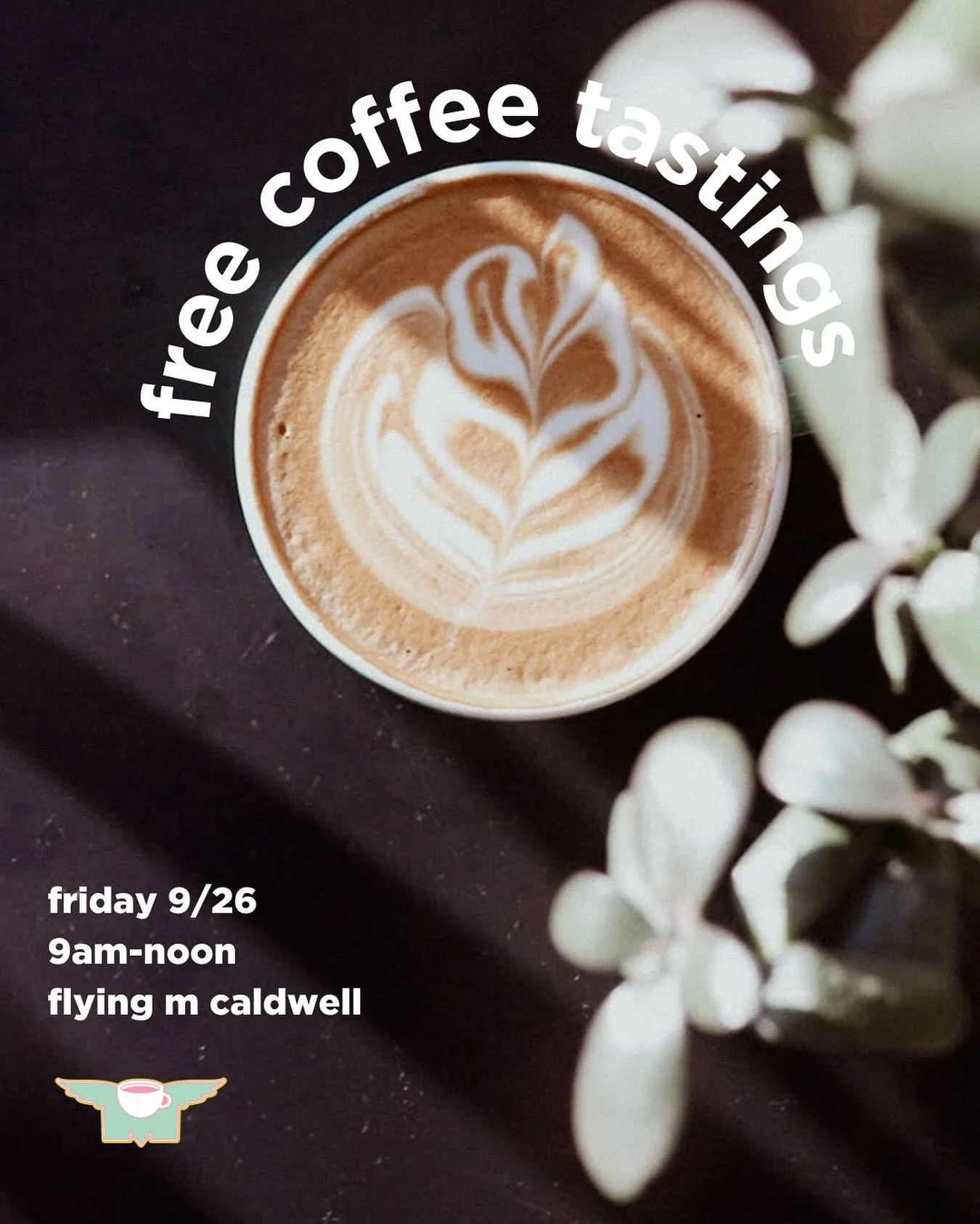 This Friday from 9am-noon, our friends at the Nampa Flying M are hanging at our shop offering up some free tastings of our coffees to celebrate National Coffee Day coming up 🤩

If you didn&rsquo;t already know, all of the beans at all Flying M locat