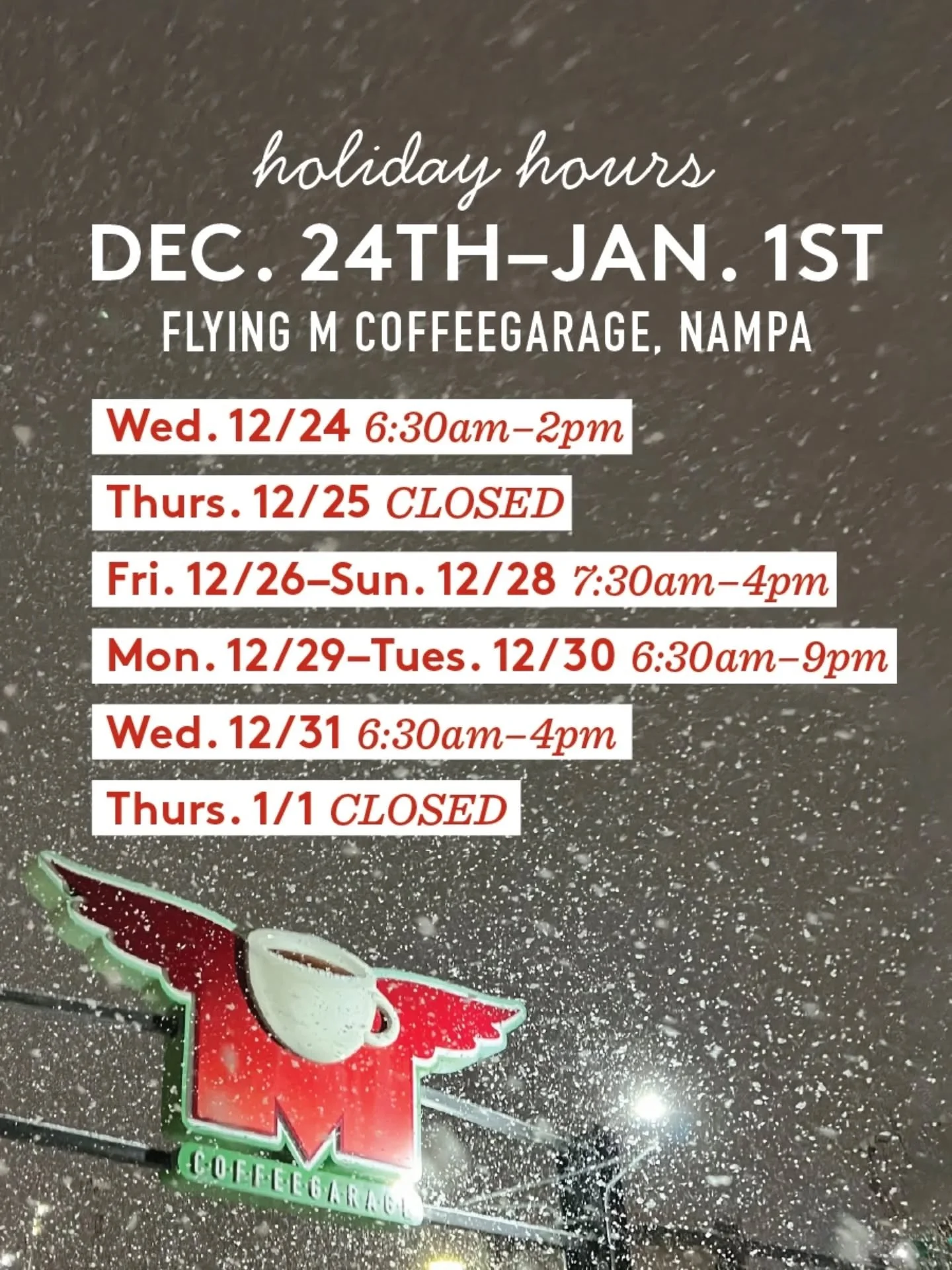 🎀 A few temporary hours to note 😊 We hope everyone has a lovely holiday season 🎀