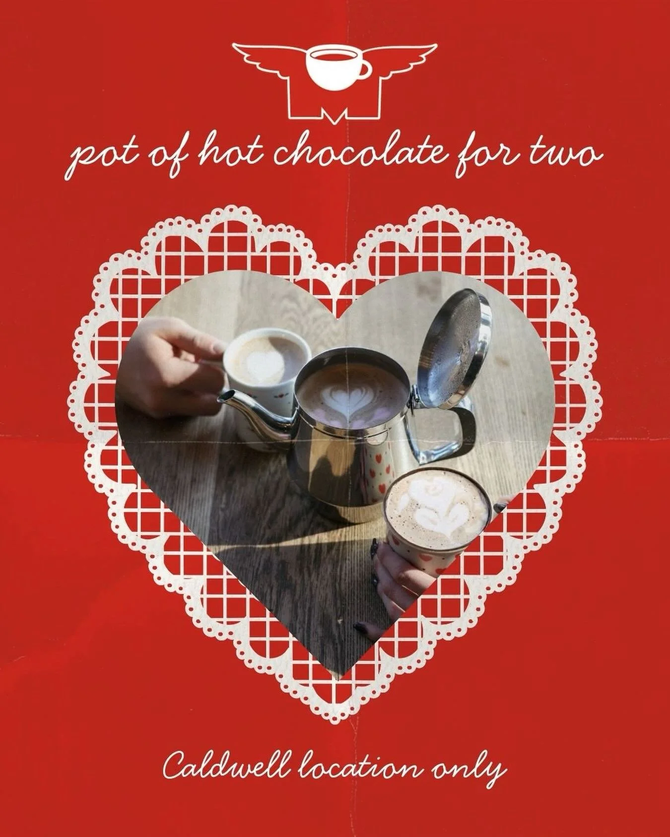 Introducing our pot of hot chocolate - served in house with the sweetest heart mugs! Share with a loved one or treat yourself now through the month of February 🫖🩷

Caldwell location only. 

#hotchocolate #valentinesday #special #seasonal #localcoff