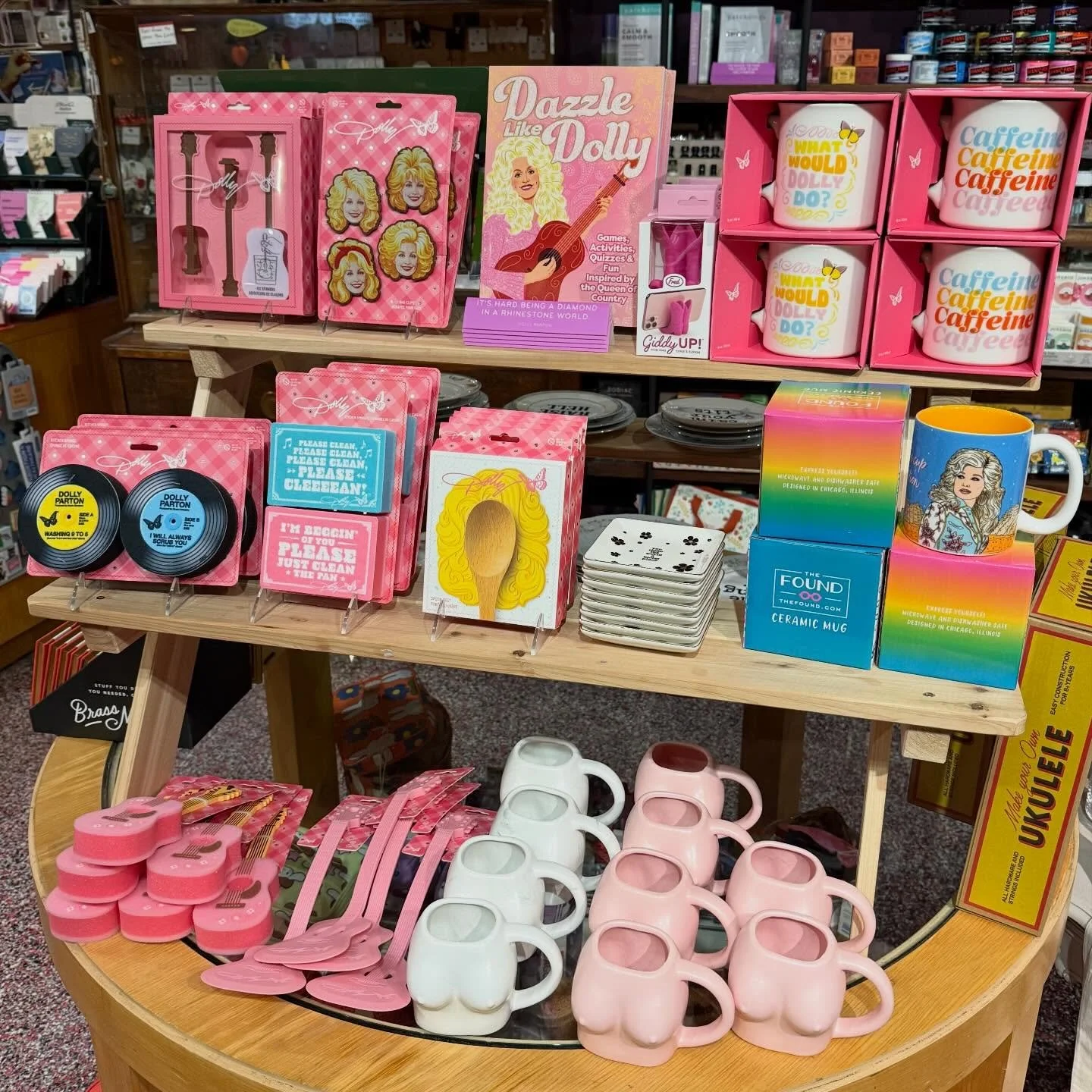 In Dolly we trust&hellip; so much so that we gave her a whole display! @genuinefred has the coolest new line of Dolly kitchen ware! Come check it out! 🤠 #flyingmboise #flyingm #downtownboise