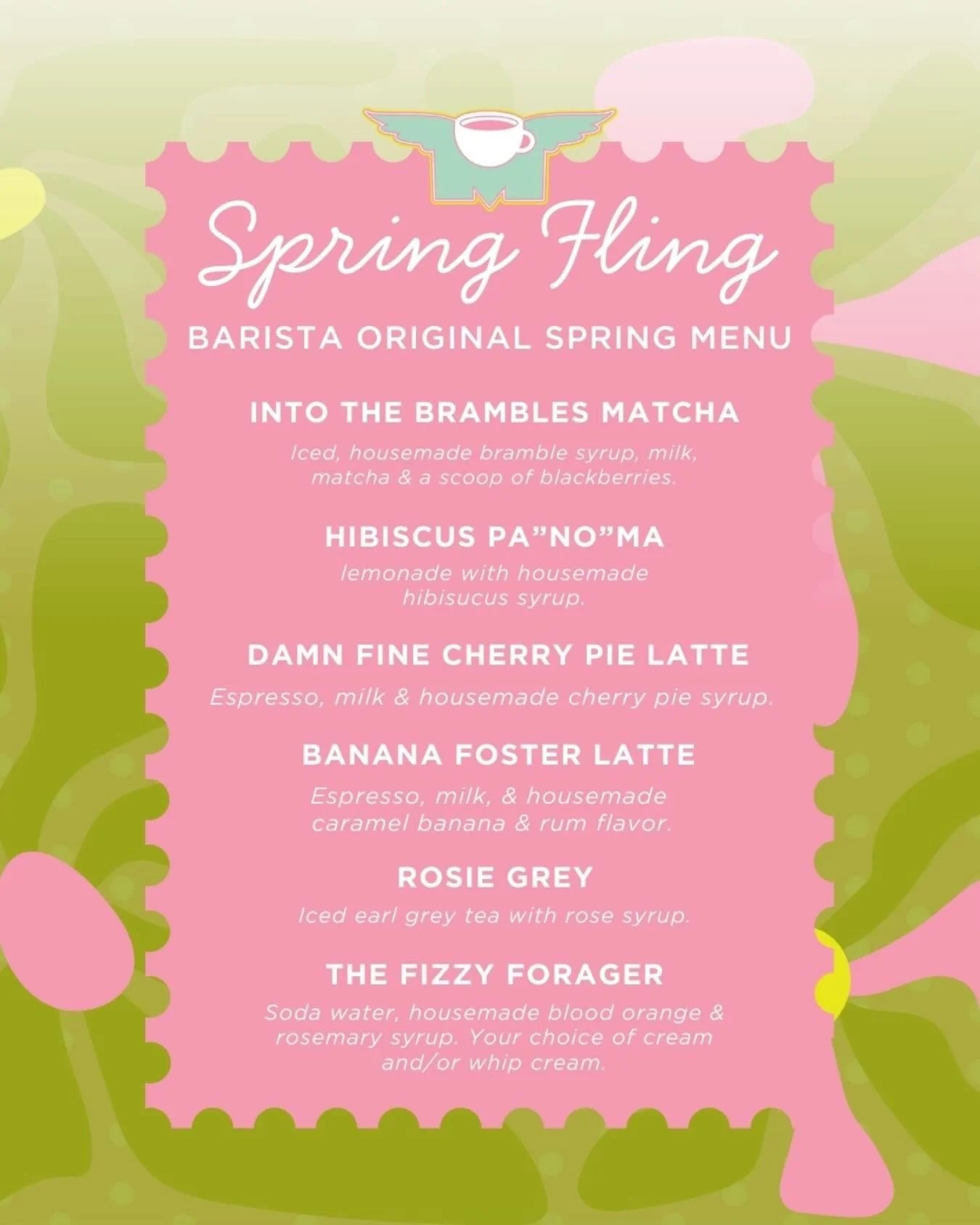 Introducing our barista-original Spring Fling Menu 🌷Our staff put a lot of effort into creating these beautiful specials &amp; we just know you&rsquo;re going to love them ⭐️ 

They&rsquo;ll be available through spring so there is plenty of time to 