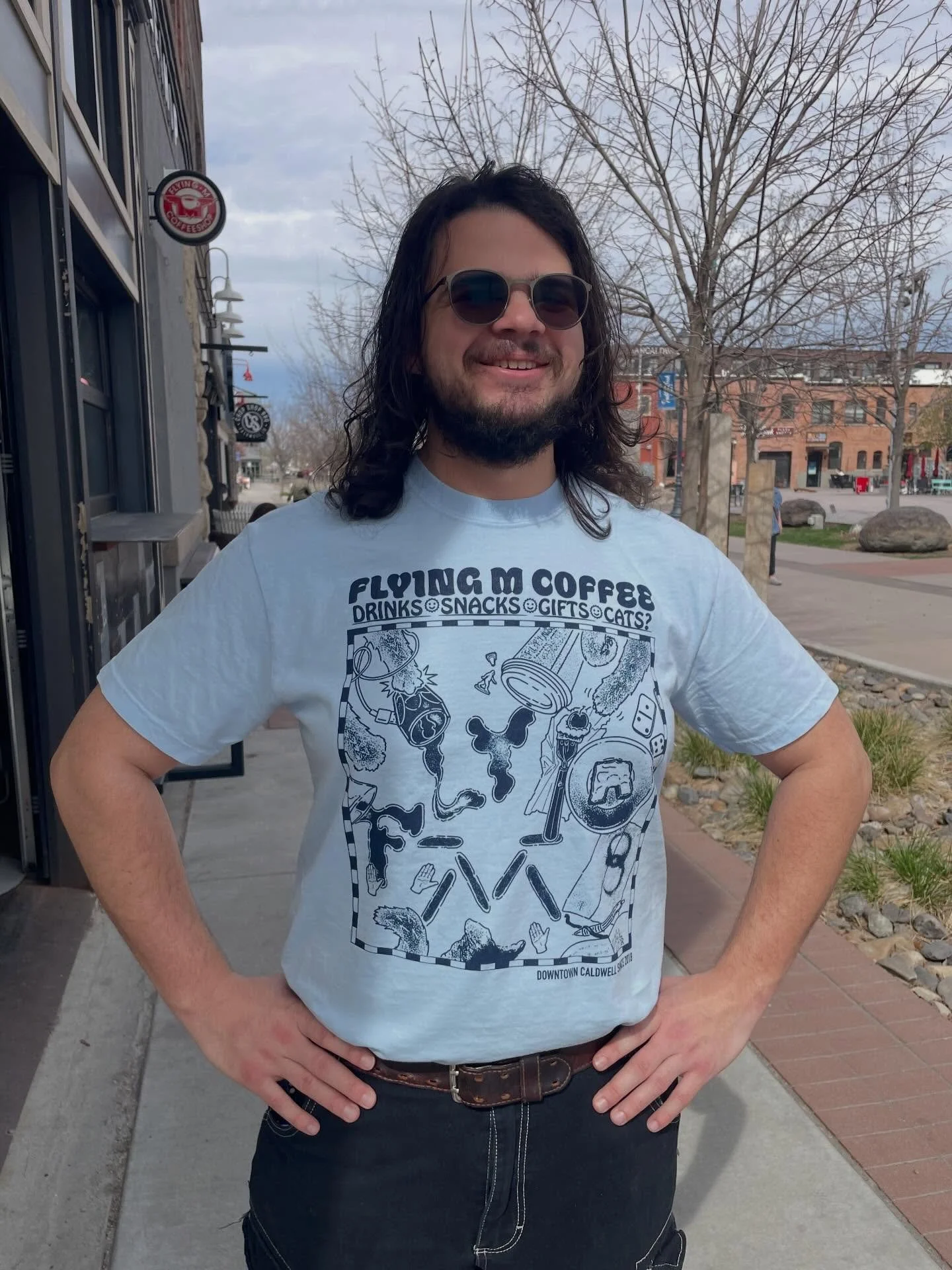 New Caldwell M Merch 🚨🐱 The one &amp; only Jonny Hewett of @bathos.creative (&amp; one of our baristas!!!) designed this amazing shirt for our shop. Through this design, Jonny wants to remind people to be passionate about their work &amp; not be af