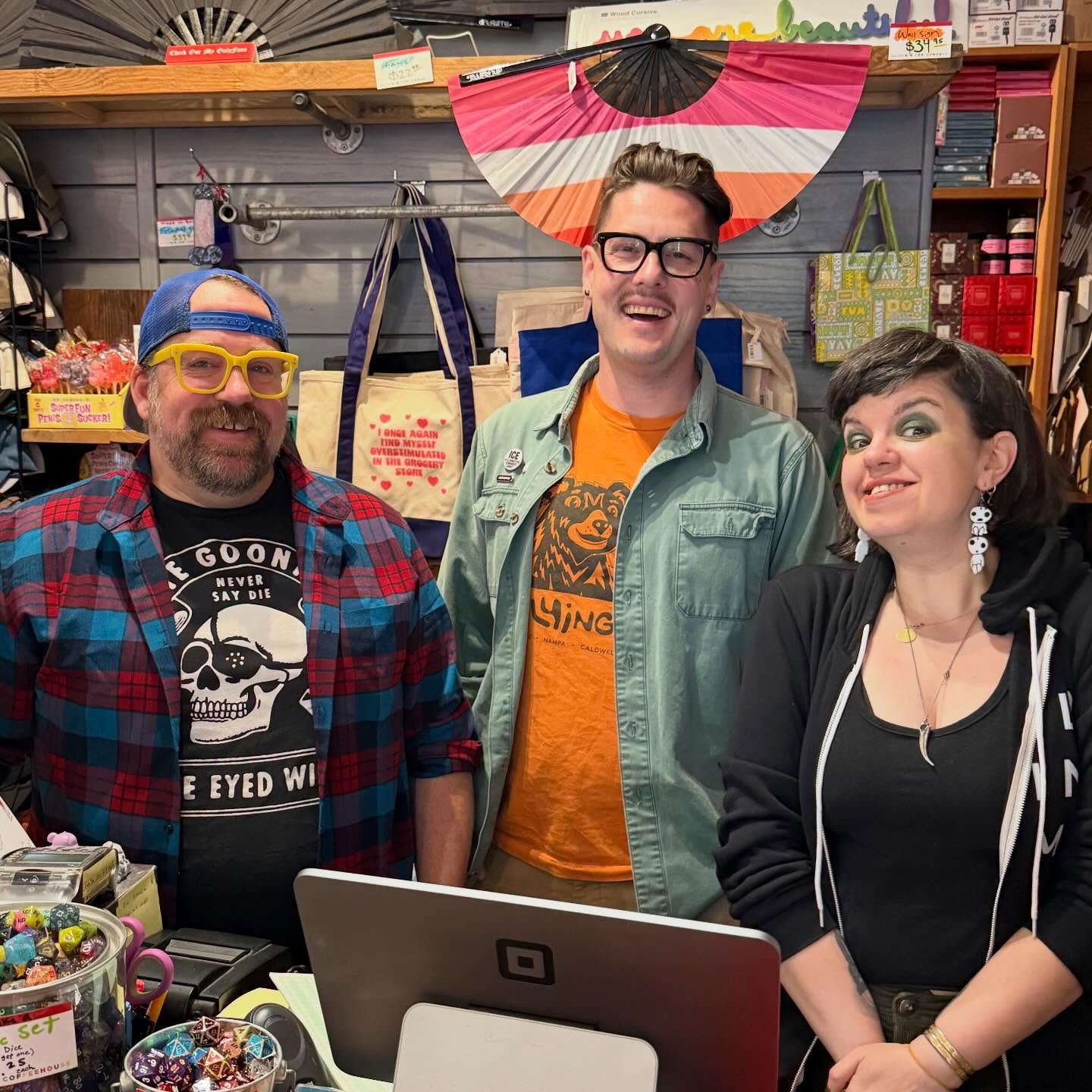 It&rsquo;s high time we brought in another person to work in the Gift Shop- welcome Dugan to the team! ❤️ #flyingmboise #flyingm #downtownboise