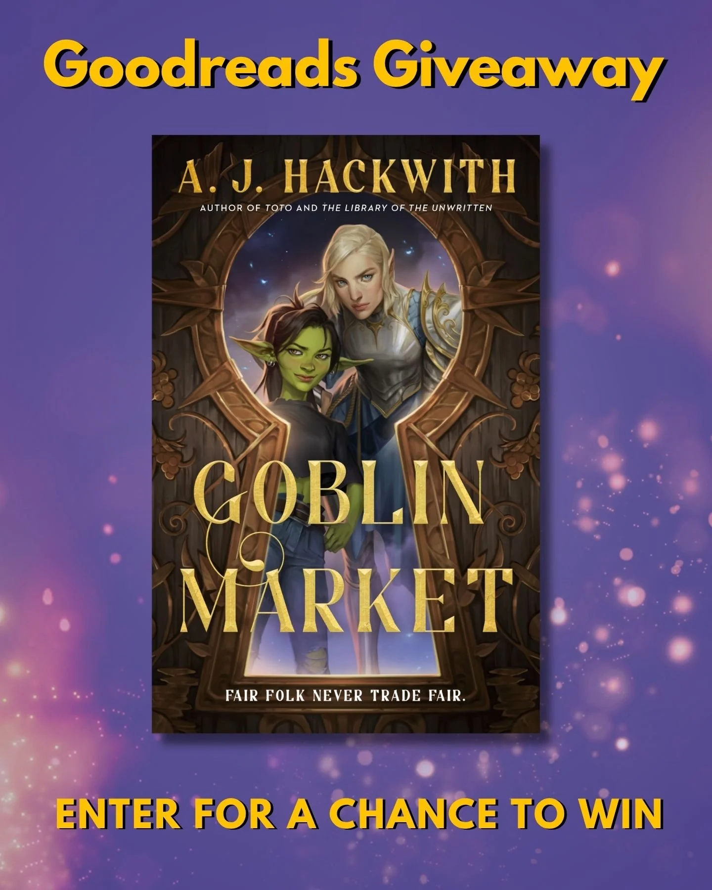 Goodreads has a giveaway for GOBLIN MARKET, going until Aug 2nd. Give it a read before it comes out Oct 20th. Even better than Fair Trade because it's...free?

Linkie in the linktree above!
