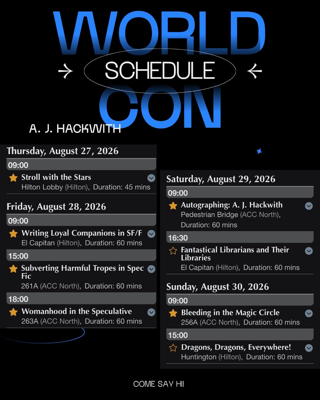 I'll be at @laworldcon! I've got a signing and a bunch of panels with absolutely brilliant people. Come for the panel, stay for the GOBLIN MARKET freebies... #worldcon2026 #laconV #worldcon