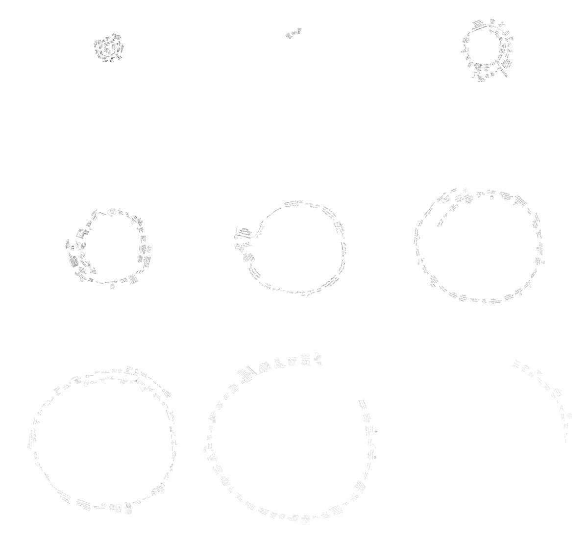 Segments of the continuously growing Heart and Sapwood Visualizations: for each segment, a life story.
