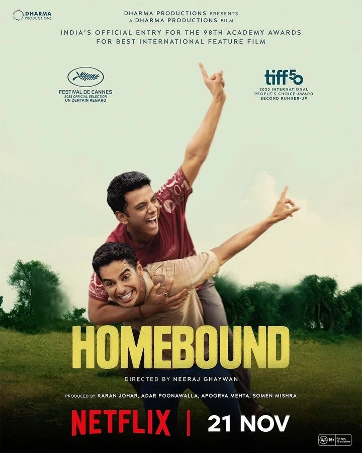 @homeboundthefilm is now on Netflix!

India&rsquo;s official entry for the 98th Academy Awards for Best International Feature Film is Directed by @neeraj.ghaywan, Stars @vishaljethwa06, @ishaankhatter, and @janvikapoor with Executive Producer @martin