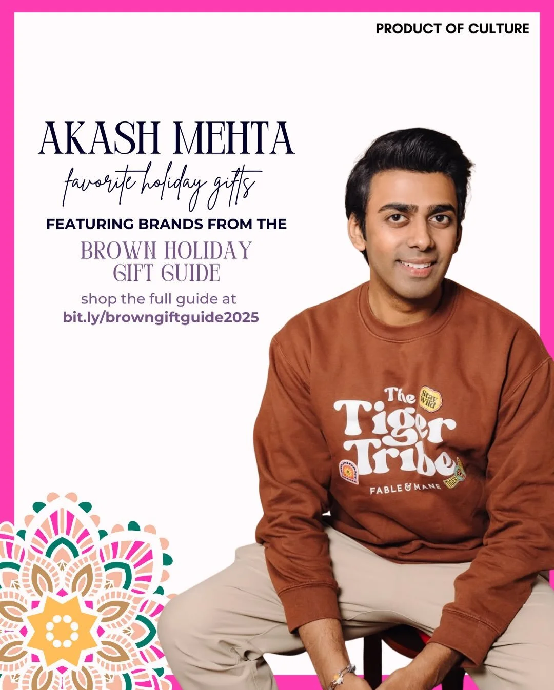 Shop @mehta_a&rsquo;s holiday favorites from incredible South Asian brands 🎁✨🌟

For more gifting ideas, explore the @_productofculture_ 2025 Brown Holiday Gift Guide with 450+ products at bit.ly/browngiftguide2025 🎄🛍️

AKASH&rsquo;S PICKS:
1. @li