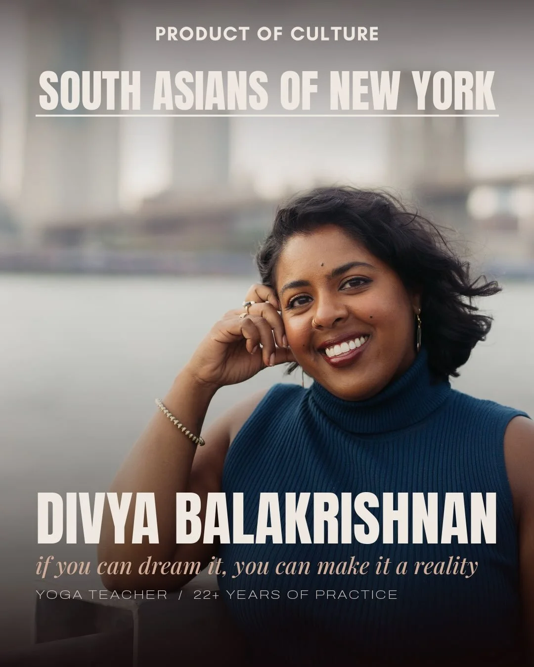 Divya Balakrishnan is a registered yoga teacher whose practice spans more than two decades, with the past seven years dedicated to teaching and facilitation. As a Tamil-American woman, she approaches yoga through a lens of decolonization and deep inq