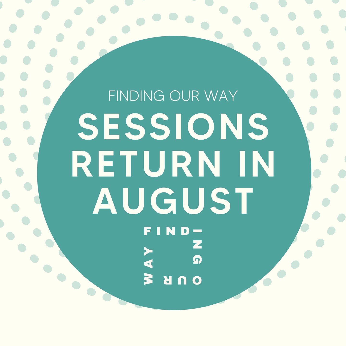 We are very excited about the return of the Season 2 Finding Our Way Sessions! ⠀
Please join us in August for a week of practice with some of our S2 guests. Stay tuned - more info coming soon. ⠀
⠀
[Image Description[ A teal circle holds the words: &q