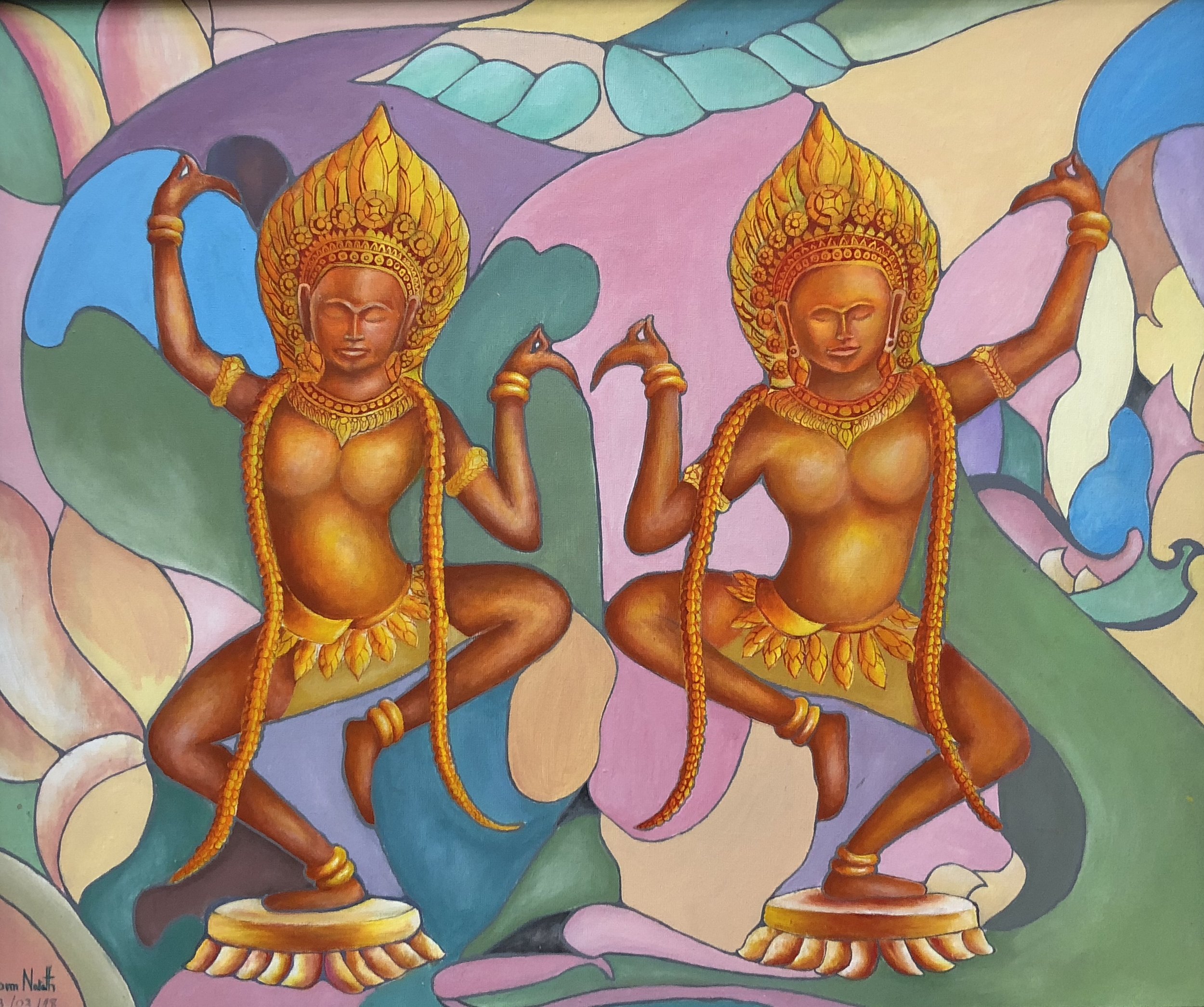 Narath Sorm-50x60cm-Acrylic on Canvas-Two Apsara.jpg