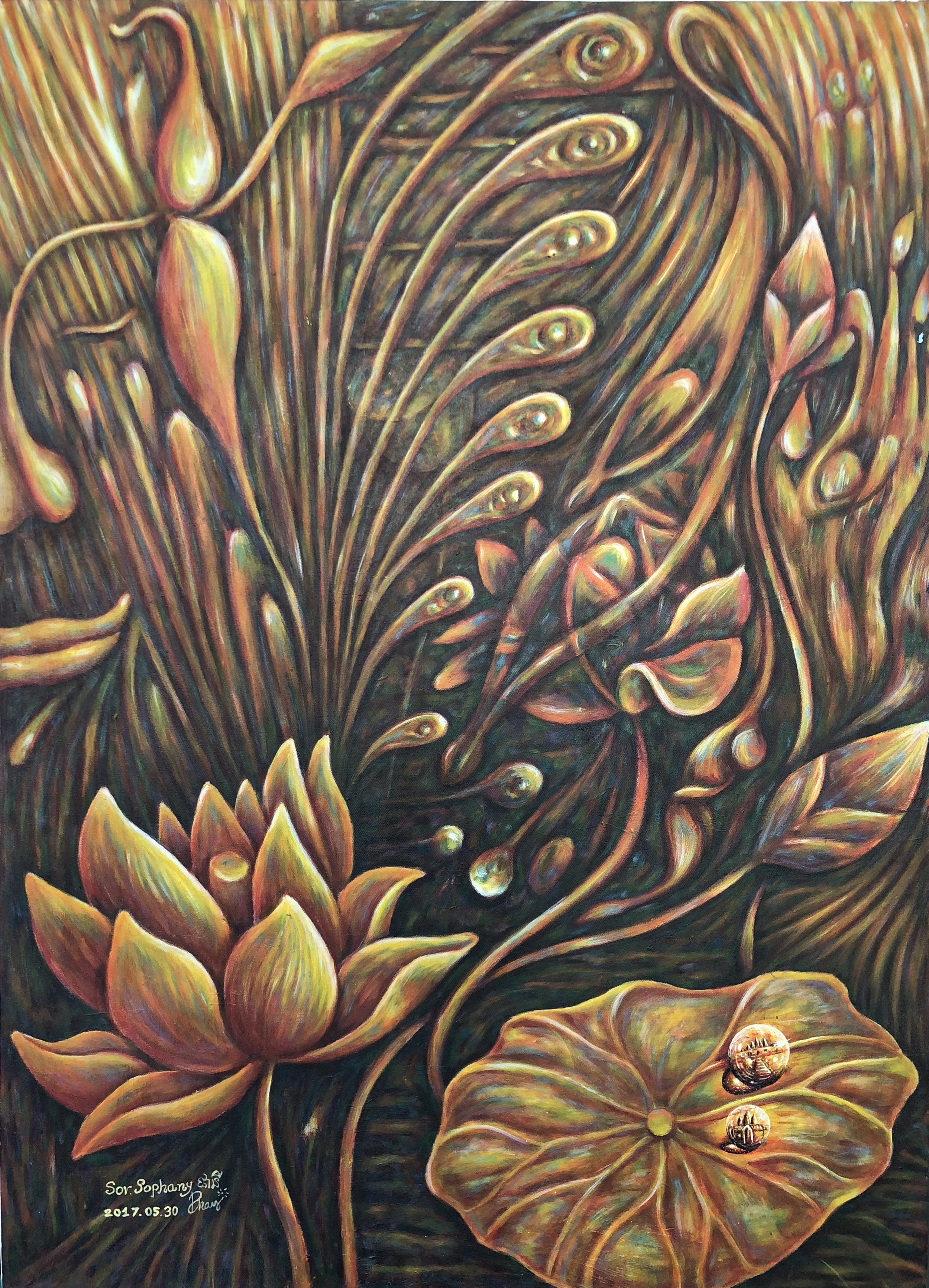 Sophany Sor-88x120cm-Oil on Canvas-Lotus.JPG