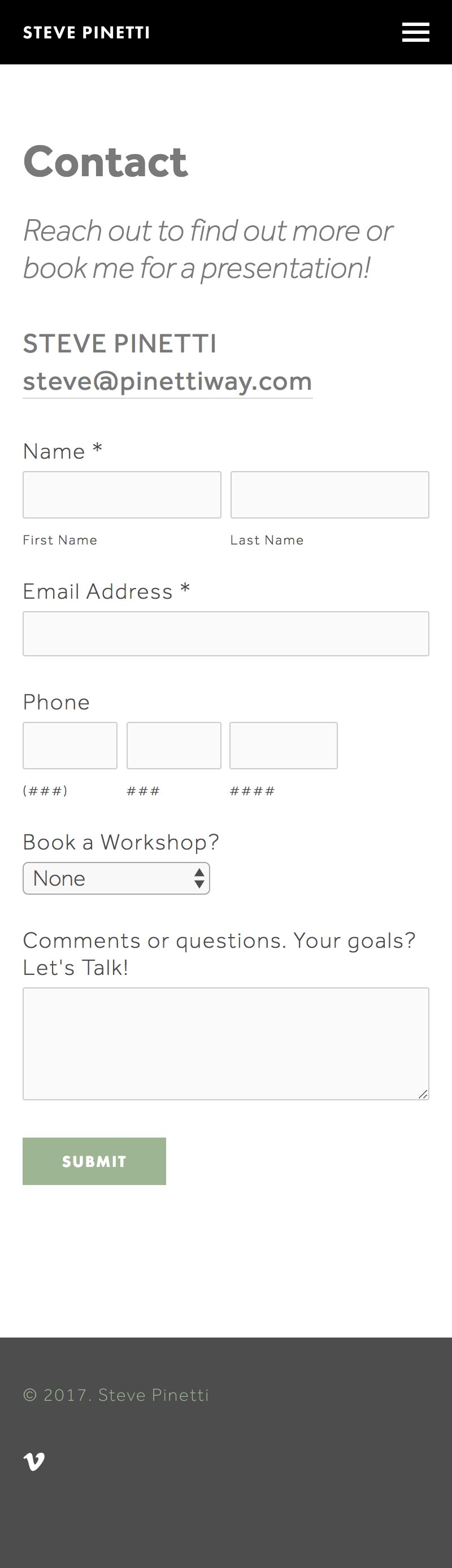 Mobile Contact Page