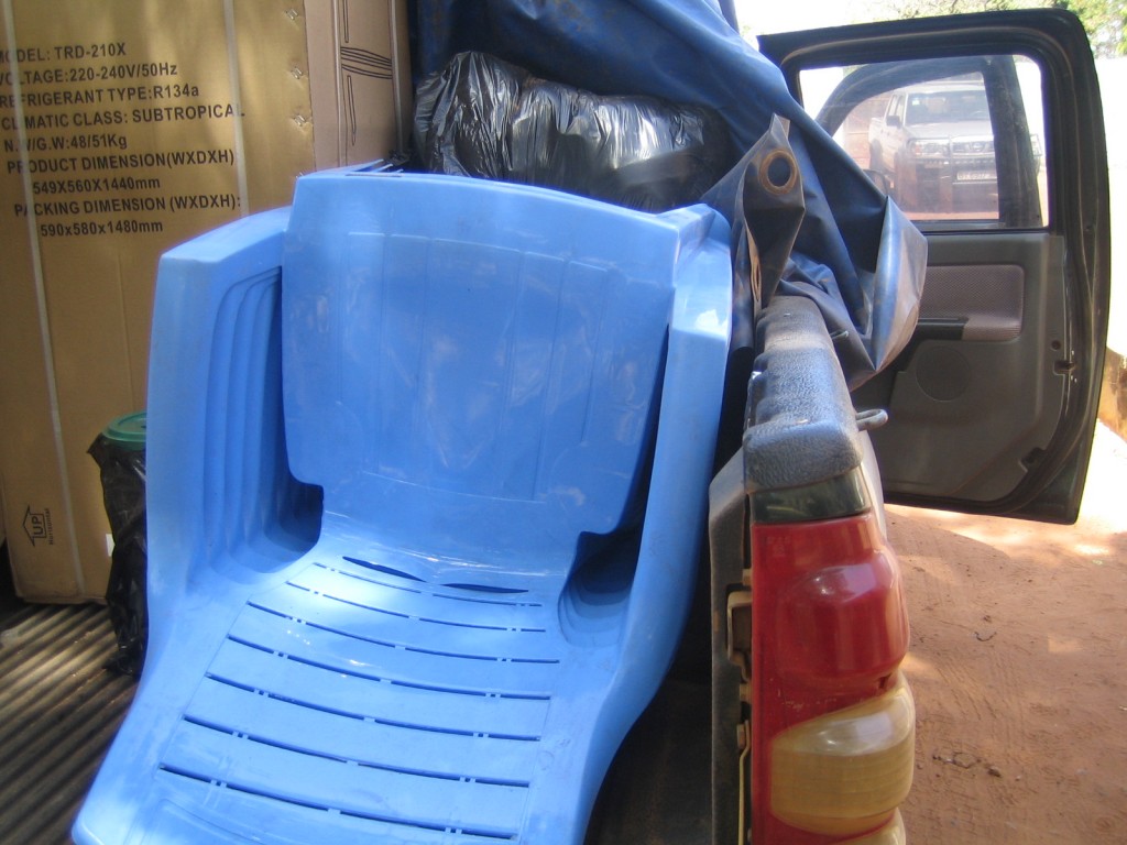 Plastic chairs for the Nutrition Center.