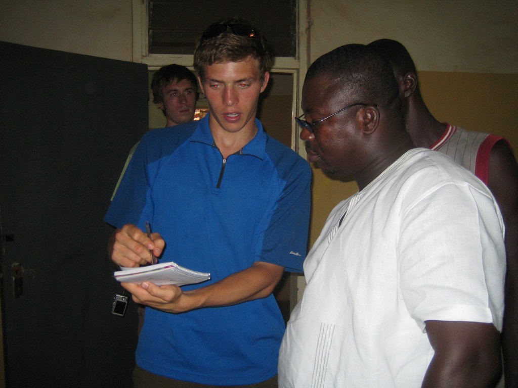 Matt discussing plans with Abu Samson, then hospital administrator in Lawra