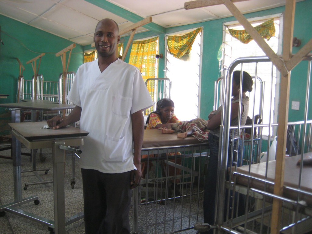 Dr. Abdulai with Donated Bedside Tables