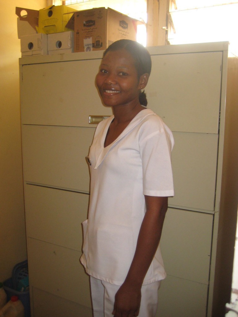Nurse with Donated Filing Cabinet