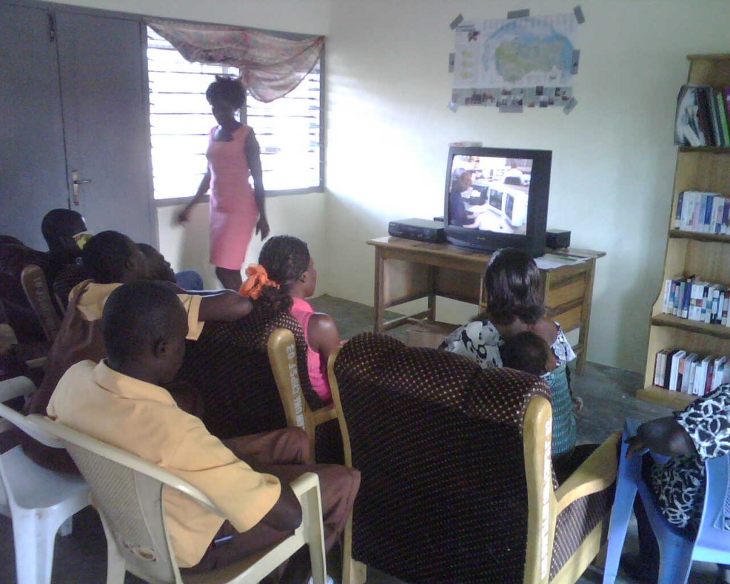Community Members Watch Health Education Video