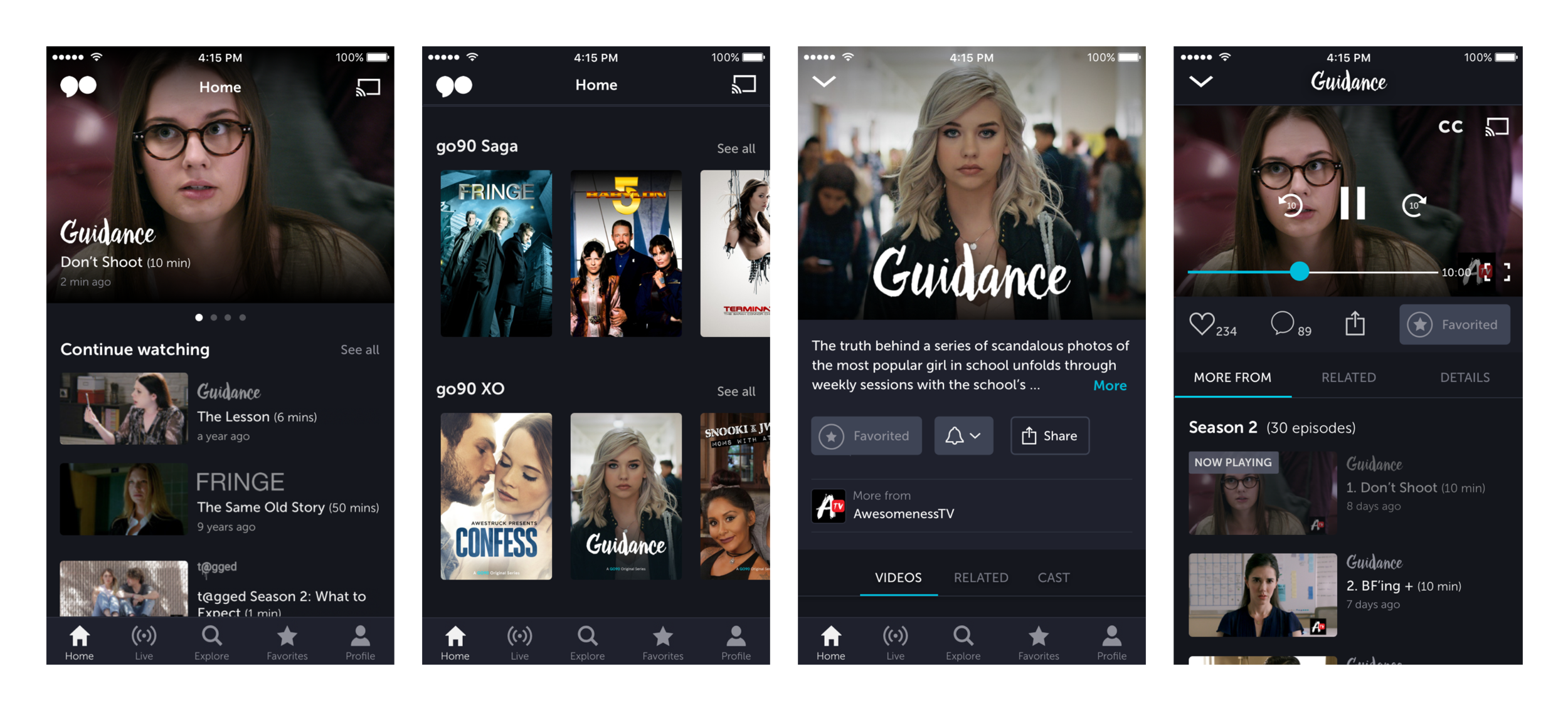 The new design has a different visual style for shows and videos.