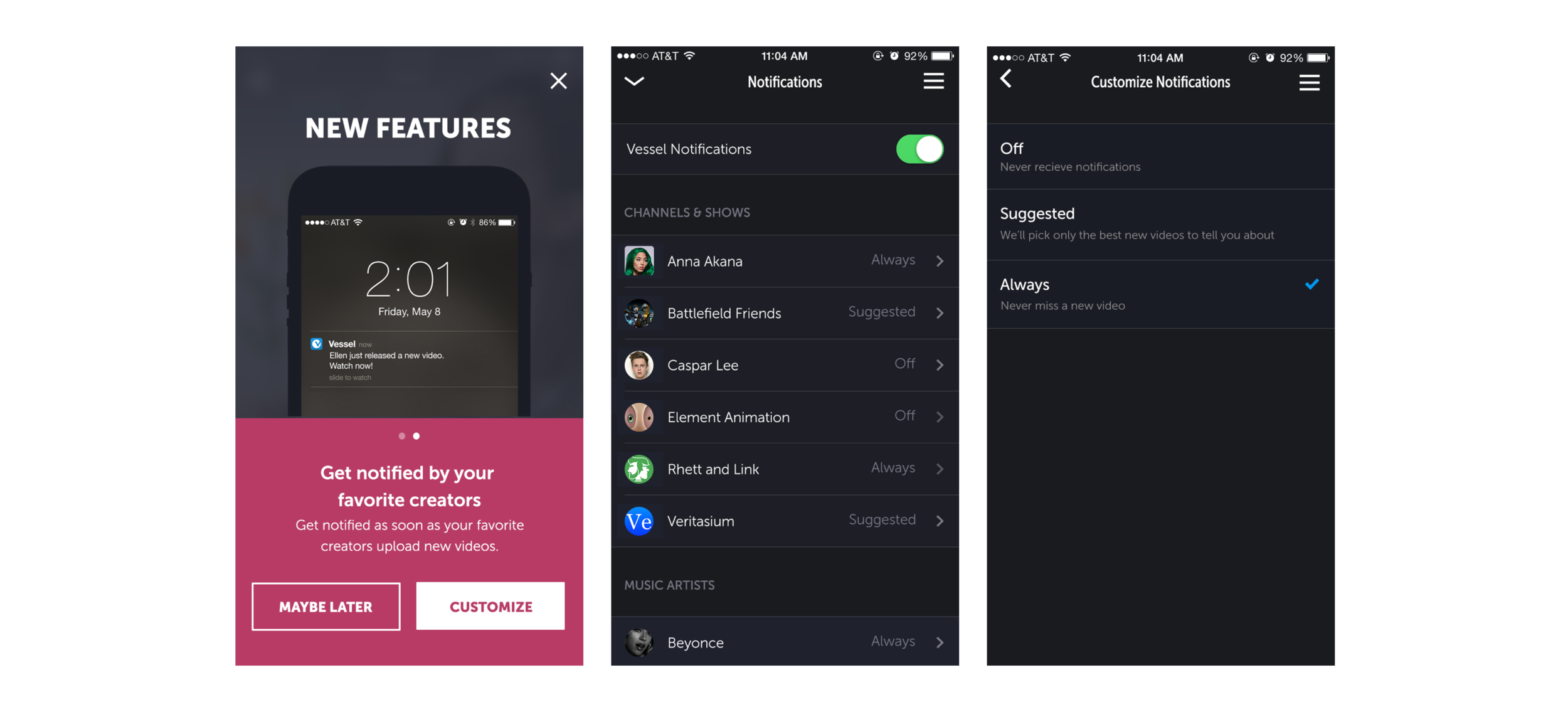 We wanted to make sure users could have total control their notifications.