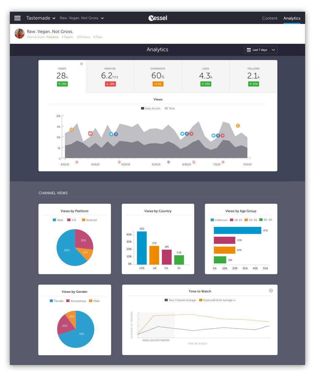 The analytics portal was a product that gave creators insight to how their videos were performing.