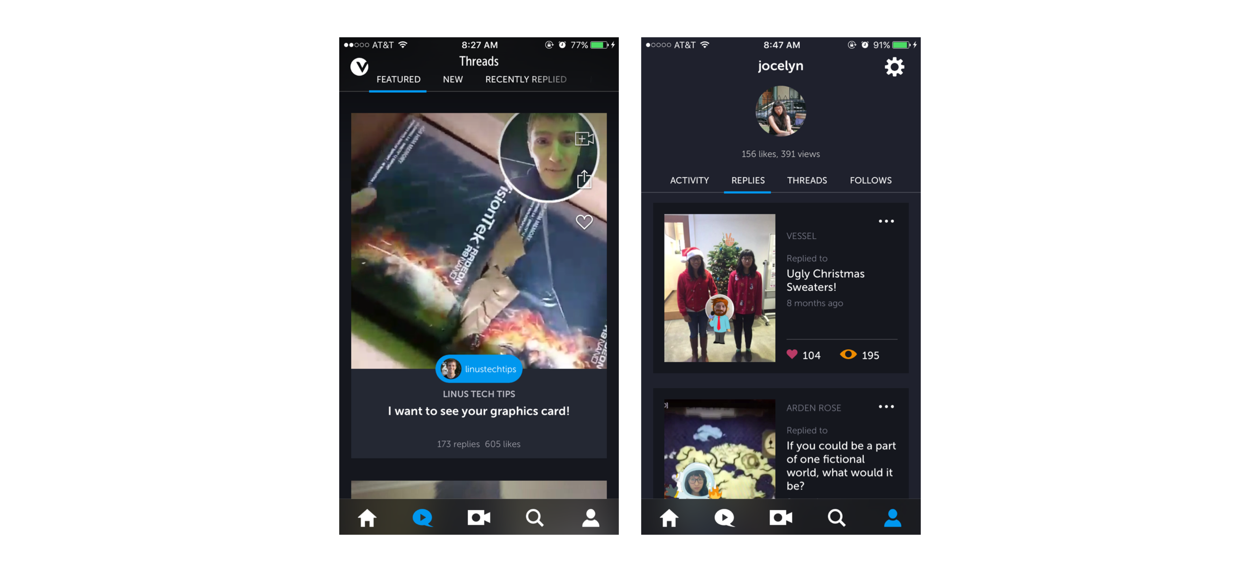 Browsing threads was easily accessible from the new section in the nav bar and users could keep track of the activity on their threads in their profile.