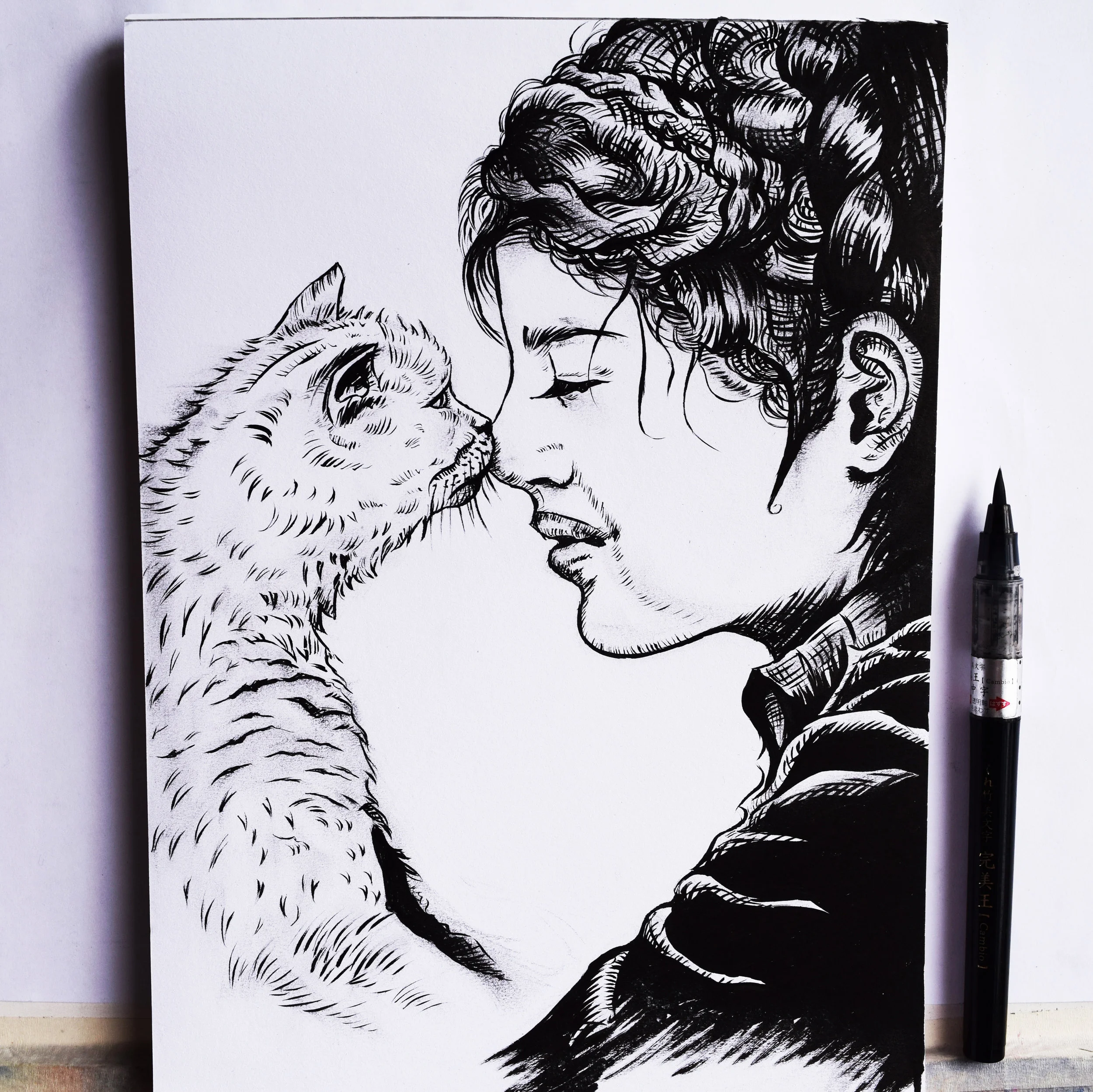 'Love For Animals' - A4 Original Ink Drawing on paper.