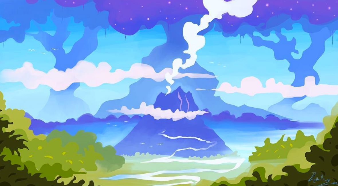 Above image; 'Lost Landscape' - A digital illustration by me of a fantasy scene, a lost landscape.