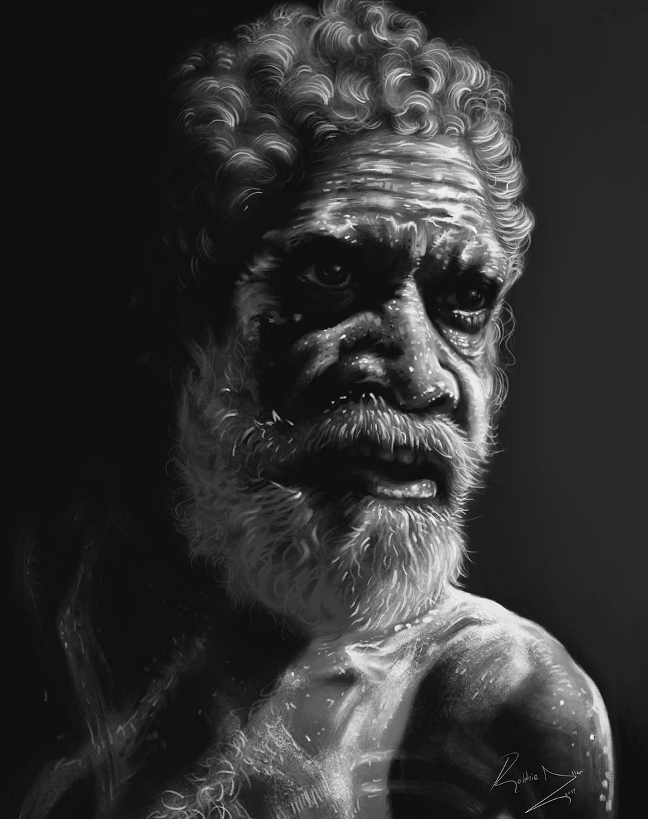 Above image; 'Ancestor Of The Land' This is my latest portrait study of an Australian Aboriginal man.